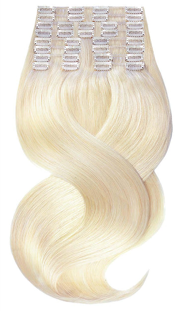 Light Blonde clip-in extensions, Deluxe Line, 60–70 cm, 100% human hair – Rubin Extensions®