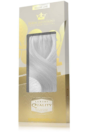 Gift packaging for Silver Blonde clip-in extensions, Deluxe Line, luxury quality, 60 cm – Rubin Extensions®