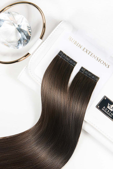 Gift packaging for Chocolate Dark Brown keratin bond hair strands, Premium Line – Rubin Extensions®