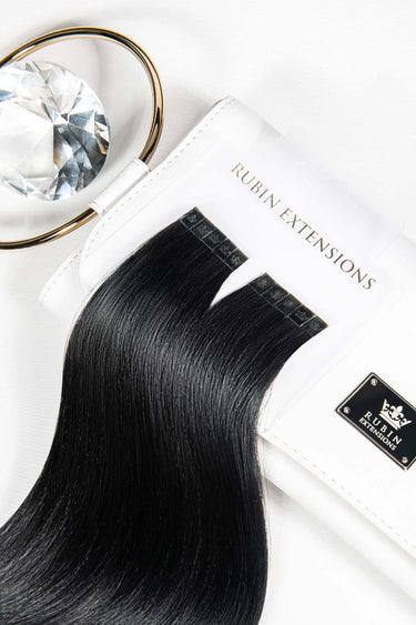 Keratin bond extensions in dark Black-Brown, 35–55 cm, Remy human hair – Rubin Extensions®