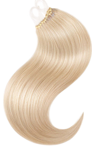 Back view of a customer showing the full length of Honey Blonde Pro-Deluxe microrings – Rubin Extensions®