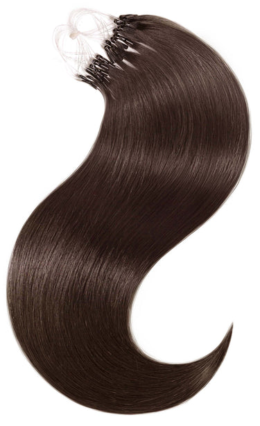 Chestnut Dark Brown microring strands, Pro-Deluxe Line, 100% human hair, 40 to 50 cm – Rubin Extensions®