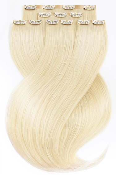 Light Blonde Diamond Line clip-in extensions set, full view, 30–50 cm, 100% human hair – Rubin Extensions®