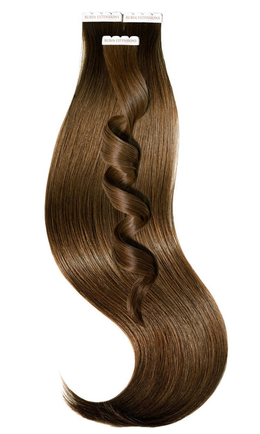 Natural Golden Brown Excellence Line tape-in extensions, 100% human hair, 25–55 cm – Rubin Extensions®