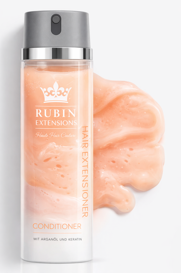 Creamy texture of the conditioner for human hair extensions, 200 ml – Rubin Extensions®