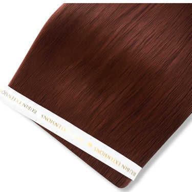 Mahogany Brown Genius Weft tape-in extensions, Premium Line, first-class Remy human hair – Rubin Extensions®