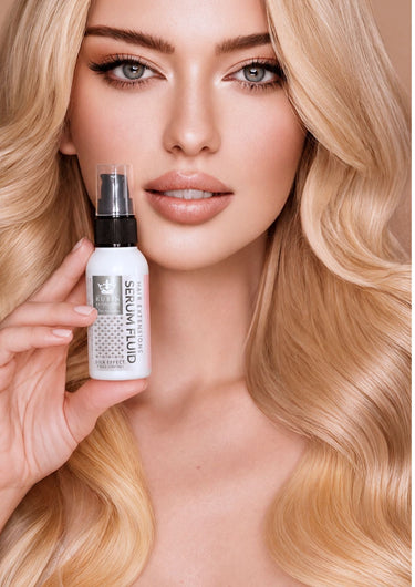 Rubin Extensions Serum Fluid Silk Effect & Frizz Control for glossy human hair, bottle – Rubin Extensions®