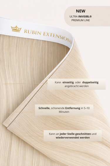 Smokey-Ash Genius Weft tape-in extensions, Premium Line, 100% human hair, lengths 25–55 cm – Rubin Extensions®