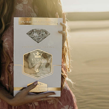 Diamond Line gift packaging for clip-in extensions in Dark Blonde – Rubin Extensions®