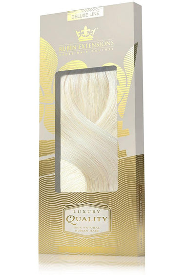 Packaging for Light Blonde clip-in extensions, Deluxe Line – Rubin Extensions®
