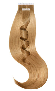Light Brown Caramel Excellence Line tape-in extensions, full view, 26–56 cm – Rubin Extensions®