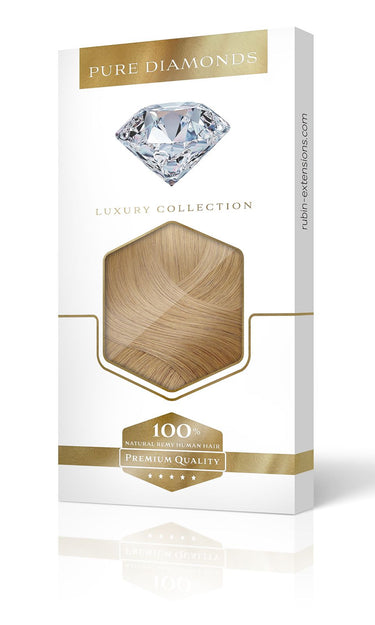 Packaging for Light Brown Caramel clip-in extensions – Rubin Extensions®