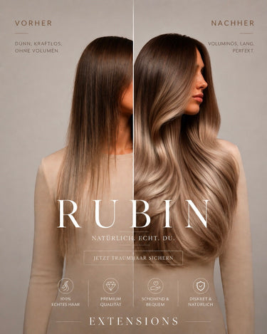 Back view of model with Dirty Blonde clip-in human hair extensions – Rubin Extensions®