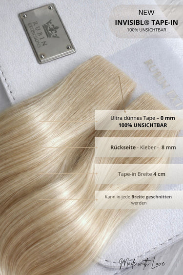 Infographic on single- and double-sided application of Black tape-in extensions – Rubin Extensions®