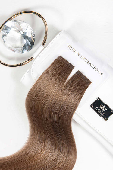 Packaging for Natural Golden Brown keratin bond hair strands, Premium Line – Rubin Extensions®