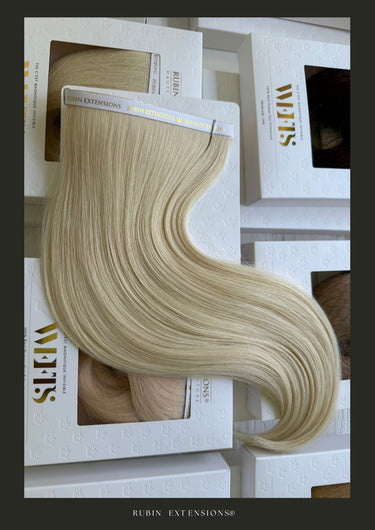 Hair Wefts - Genius Wefts-Tape-in Human Hair Extensions Platinum Blonde Premium Line
