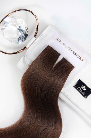 Root detail of Chestnut Dark Brown keratin bondings – Rubin Extensions®
