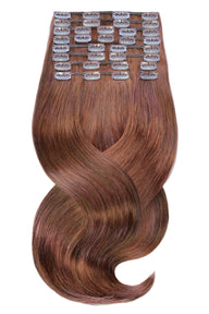 Mahogany Brown clip-in extensions, Deluxe Line, 60 cm, 100% human hair – Rubin Extensions®