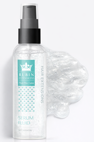 Close-up of the Special Serum Fluid against frizz for glossy human hair, 50 ml – Rubin Extensions®