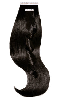 Full view of Natural Black-Brown tape-in extensions, Excellence Line, 35–55 cm – Rubin Extensions®