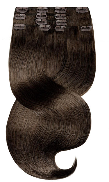 Chocolate Dark Brown clip-in extensions, Fashion Line, 100% Remy human hair – Rubin Extensions®