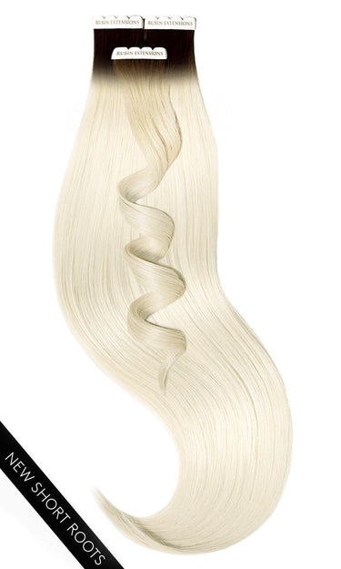 Set of invisible tape-in extensions in Black-Brown & Platinum Blonde, Remy human hair – Rubin Extensions®