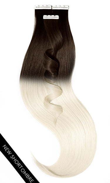 Ombré Line tape-in extensions in Black-Brown & Platinum Blonde, 41–51 cm, 100% human hair – Rubin Extensions®